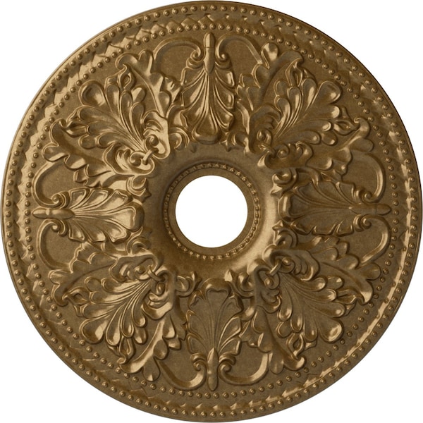 Ekena Millwork Ashley Ceiling Medallion (Fits Canopies up to 4 3/4"), 23 7/8"OD x 4"ID x 2 1/8"P, Pale Gold CM23ASPAS - main